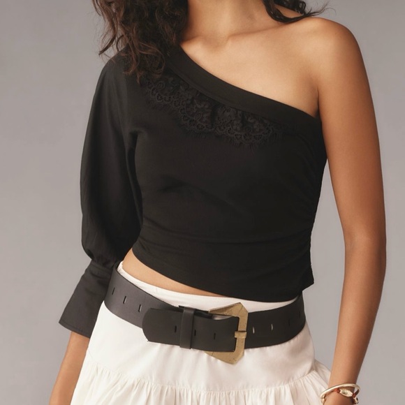 ANTHROPOLOGIE ONE-SHOULDER PUFF-SLEEVE TOP SIZE XL